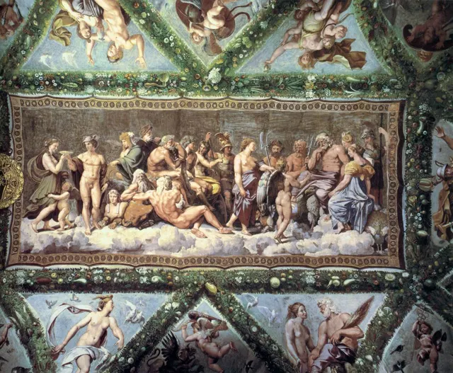 Lógia de Psiquê, na Villa Farnesina, Rafael e oficina
