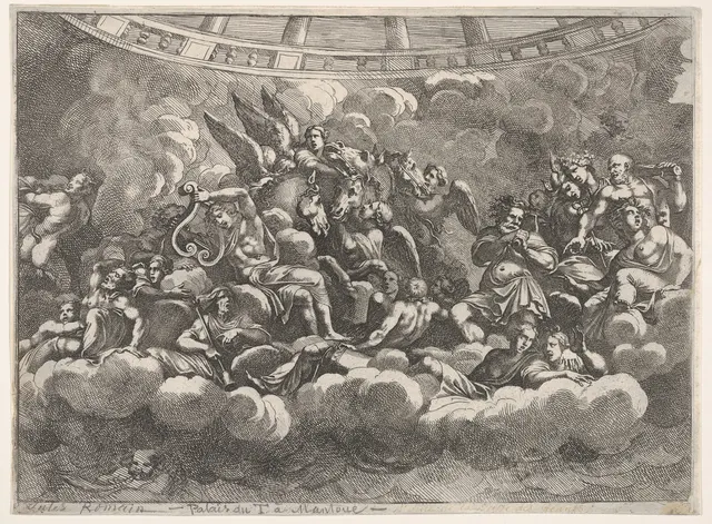 Assembleia dos deuses do Olimpo, gravura de Pietro Santi Bartoli