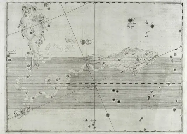 Peixes, na Uranometria de 1603, Johann Bayer