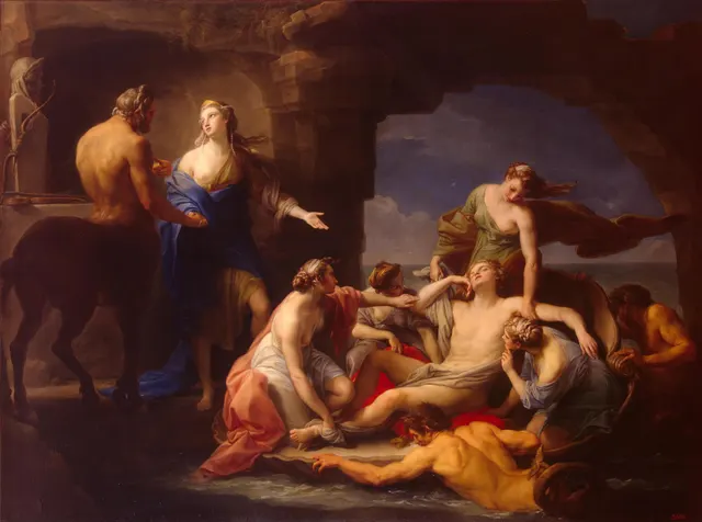 Tétis leva Aquiles ao centauro Quíron, Pompeo Batoni